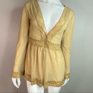 Surrealist Sheer Lace Snap Front Kimono Cardigan